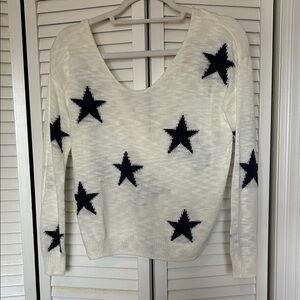 Miami Cream Sweater with Navy Blue Star Pattern